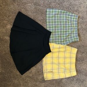 Papaya, Romwe, and White Fabel skirts